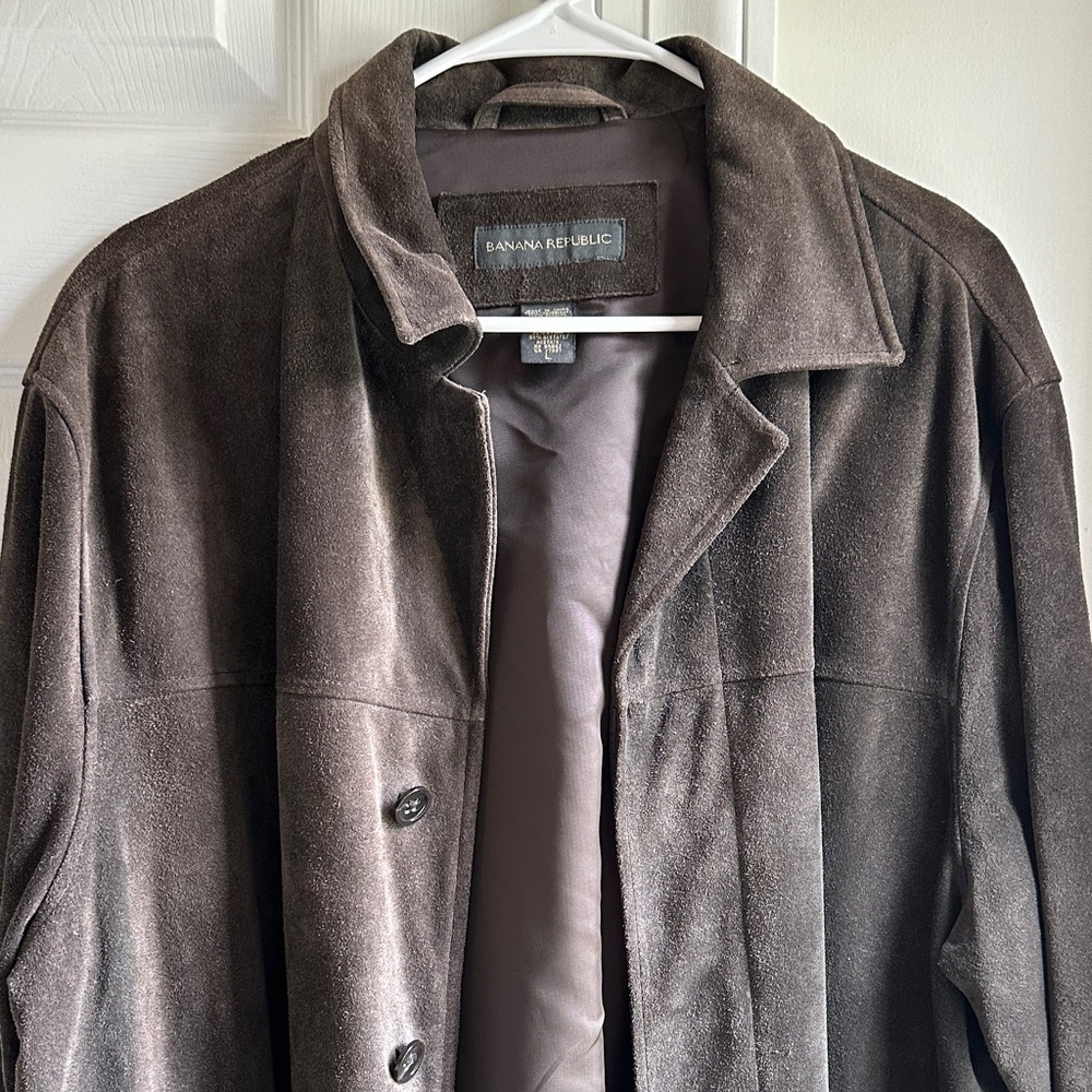 Banana Republic Men's Dark Brown/ Green Suede Coat